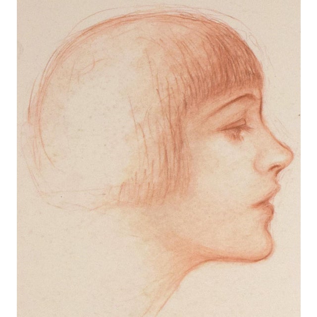 1920s Antique Art Deco Portrait Drawing of a Woman by Charles Sheldon C. 1910s- 1920s For Sale - Image 5 of 6