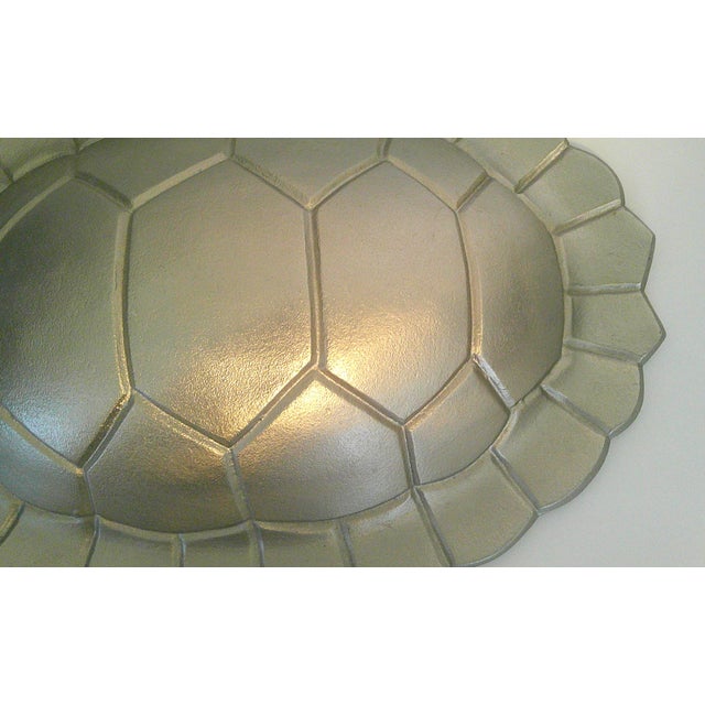 Early 21st Century Vintage Style Silver Metal Tortoise Shell Wall Hanging Sculpture For Sale - Image 5 of 12