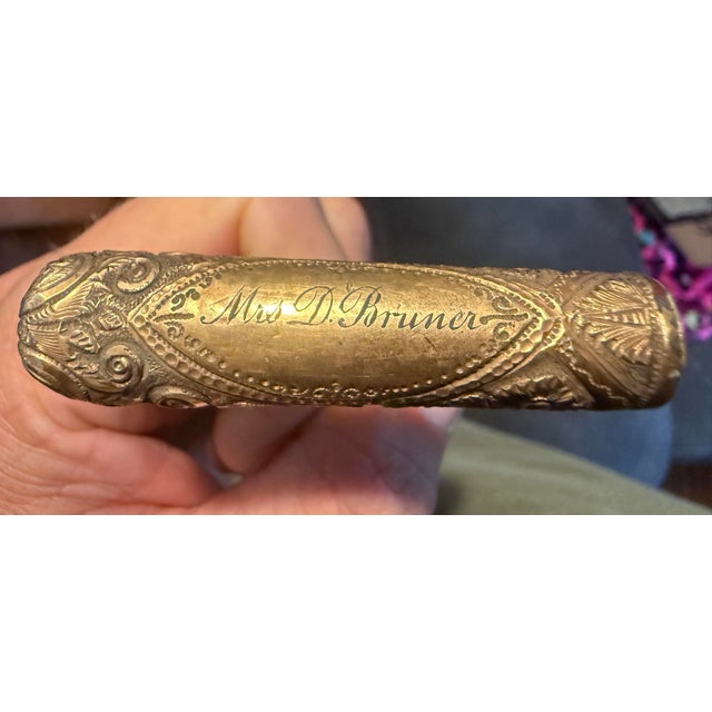Wood Antique 1800's Victorian Yellow Gold Filled Wood Porcelain Walking Stick Cane For Sale - Image 7 of 17