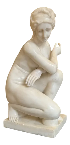 Sculpture of Crouching Venus, 20th Century, Marble