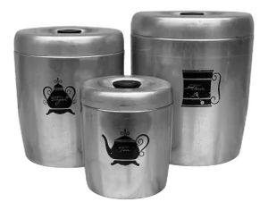 Vintage Farmhouse Brushed Aluminum Kitchen Canisters by West Bent - Set of 3