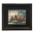 George Washington Crossing Delaware Framed Oil Painting Print on Canvas in Distressed Black Wood Frame For Sale