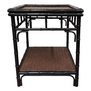 Vintage Bamboo Two Tier Drinks Side Table For Sale