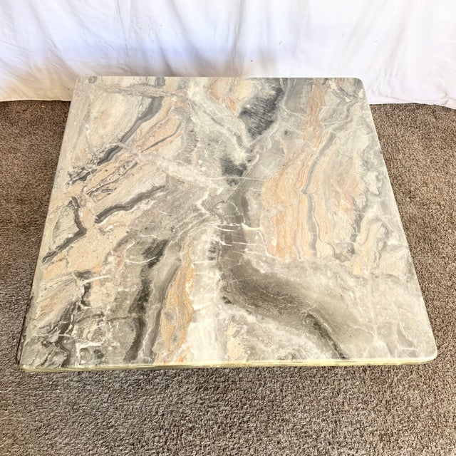 Mid-Century Modern Vintage Charcoal Marble Square Top Coffee Table For Sale - Image 3 of 12