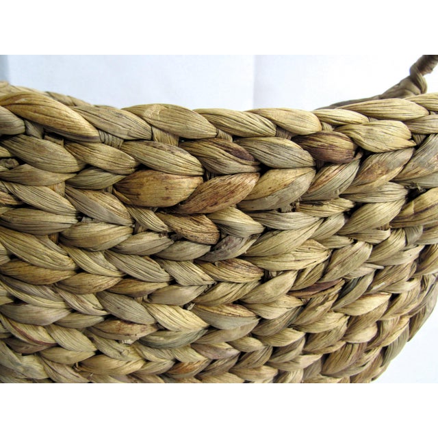 Mid 20th Century Vintage Rustic Oval Seagrass Gathering Basket With ...