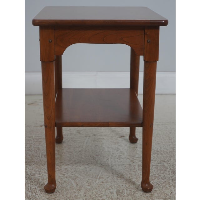 Queen Anne Pair of Stickley Cherry Lamp End Tables For Sale - Image 3 of 11