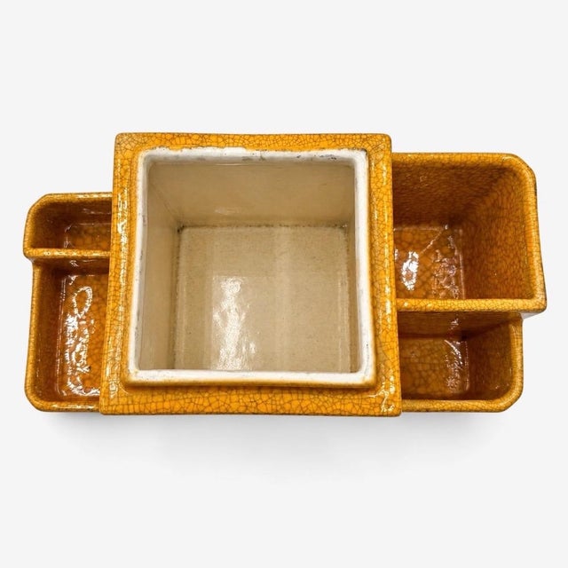 Yellow Art Deco Earthenware Smoking Set from Boch, Belgium, 1930s For Sale - Image 8 of 10