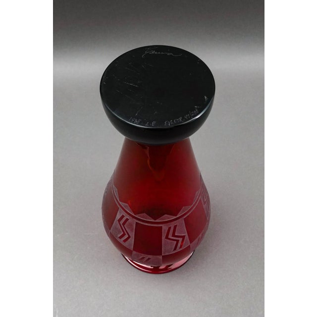 Mid 20th Century Mid 20th Century Steven Correia Signed 1988 Red Cameo Art Glass Limited Edition Vase For Sale - Image 5 of 7