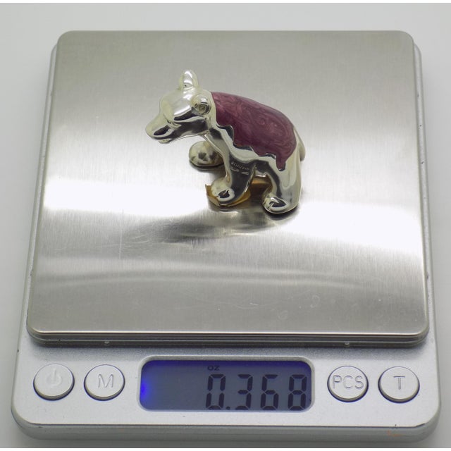 Vintage Italian Handmade Genuine Sterling Silver Enameled Bear Cub Figurine Ottaviani Rome 925 Animal Miniature Cabinet Curiosity Rare Decor For Sale - Image 9 of 11