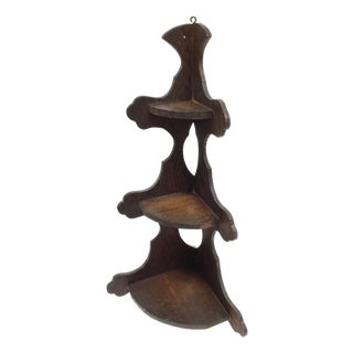 Antique Arts & Crafts Small Wood Corner Curio Shelf For Sale