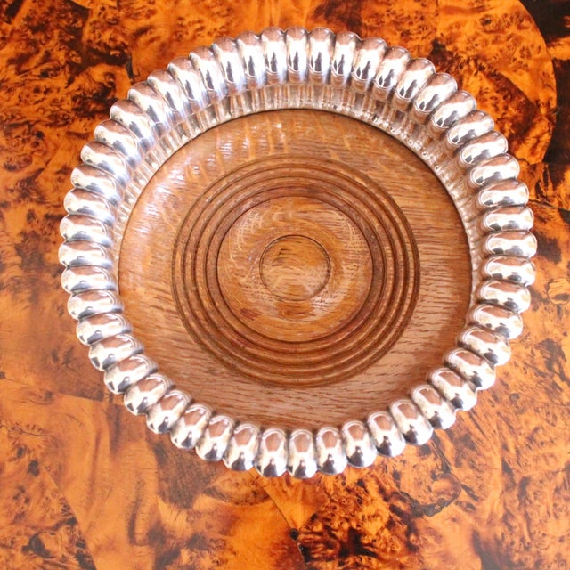 Silver Pair of English Silver Plate Lotus Flower Wine Bottle Coasters For Sale - Image 8 of 9