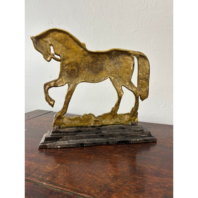 Antique English Brass Horse Door Stop For Sale - Image 4 of 6