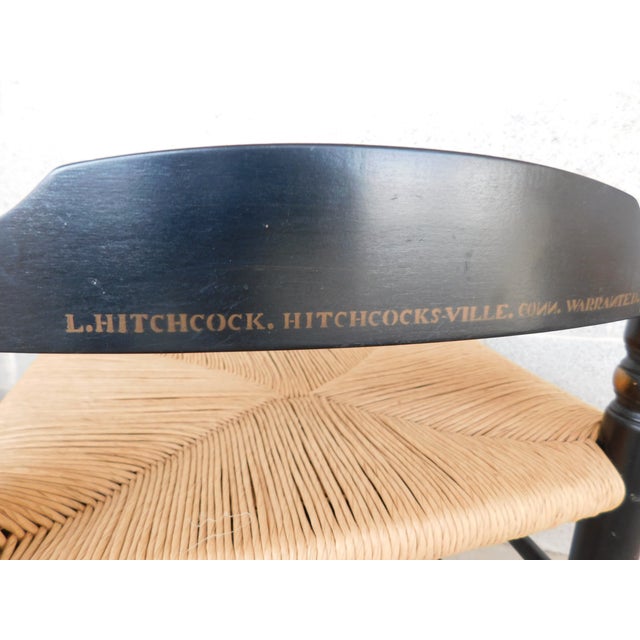 L Hitchcock Harvest Stenciled Black Ladder Back Rush Bottom Dining Chairs - Set of 8 For Sale - Image 18 of 18