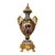 French-Style Navy Blue Porcelain Vase – Romantic Scenic Panel With Gold Leaf & Bronze Details For Sale