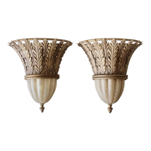 Fine Art Lamps Classic Foliage Glass Wall Sconce Vintage- A Pair