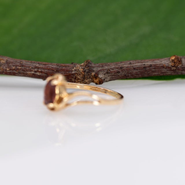 Estate Red Spinel Ring: Solid 14k Gold – Oval, 6×4mm – Modern Estate Ring, Size 6.75 For Sale - Image 10 of 10
