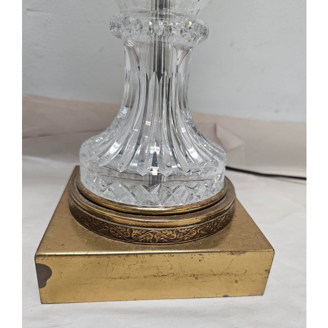 Mid 20th Century Pair Warren Kessler Empire-Style Cut Crystal and Brass Duck Mounts Table Lamps For Sale In Washington DC - Image 6 of 11