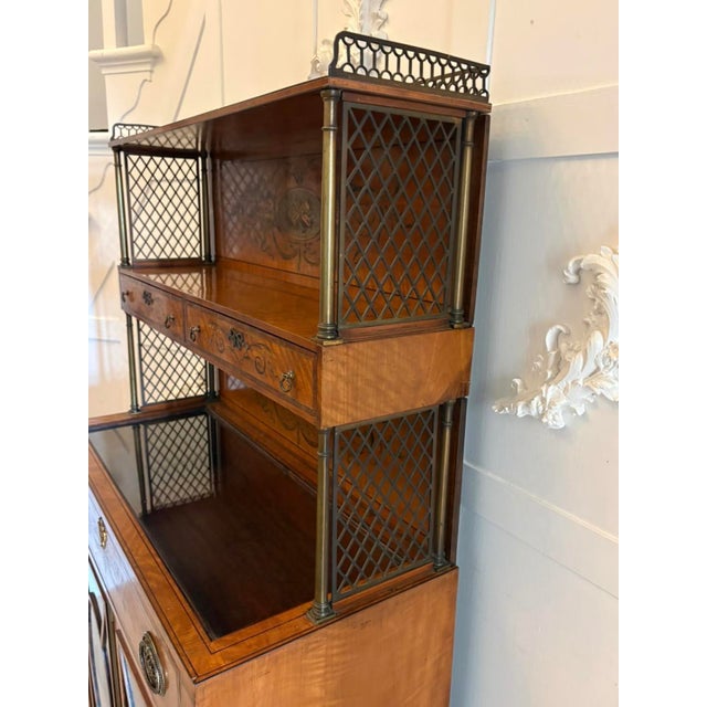 Antique Georgian Sheraton Satinwood Marquetry Inlaid Display Cabinet, 1800 For Sale - Image 9 of 18