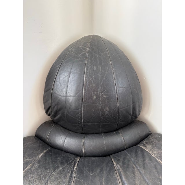 1980s Post Modern Roche Attributed to Roche Bobois Leather Round Chairs For Sale - Image 12 of 12