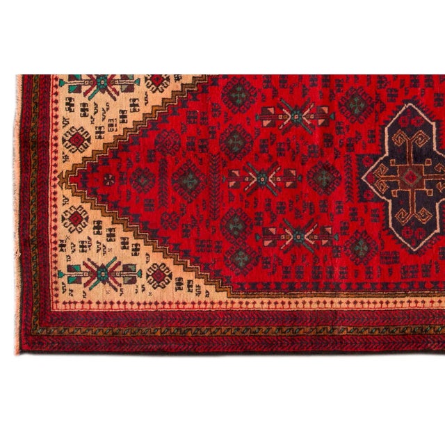Red Vintage Persian Handmade Wool Rug For Sale - Image 4 of 6