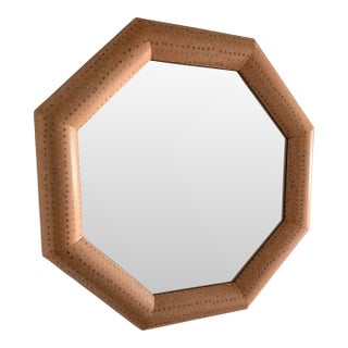 1980 Large Peach Patterned Octagon Mirror For Sale