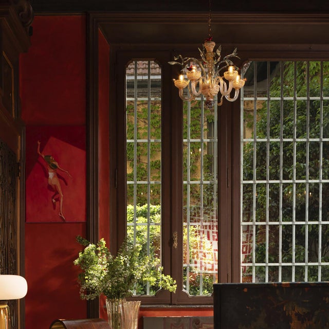 Five-Light Blown Glass Chandelier by Bottega Veneziana For Sale - Image 4 of 5