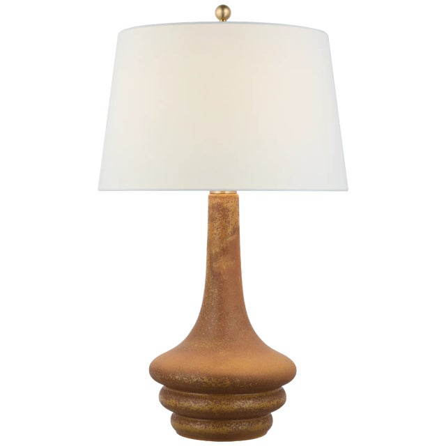 Chapman & Myers for Visual Comfort Signature Wallis Large Table Lamp in Yellow Oxide with Linen Shade For Sale