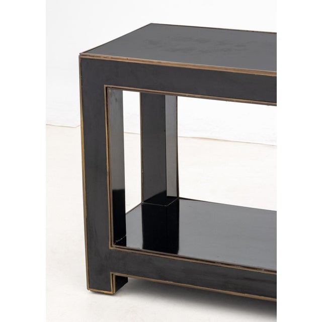 Contemporary Maison Jansen Attr. Black Lacquered Console Table For Sale - Image 3 of 6