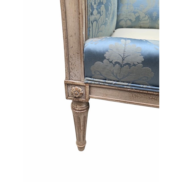 Blue Late 20th Century Hollywood Regency / Neoclassical Style Sofa by TRS Furniture, Inc. For Sale - Image 8 of 12