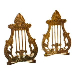 Vintage Brass Musical Instrument - Harp- Bookends- Andrea by Sadek