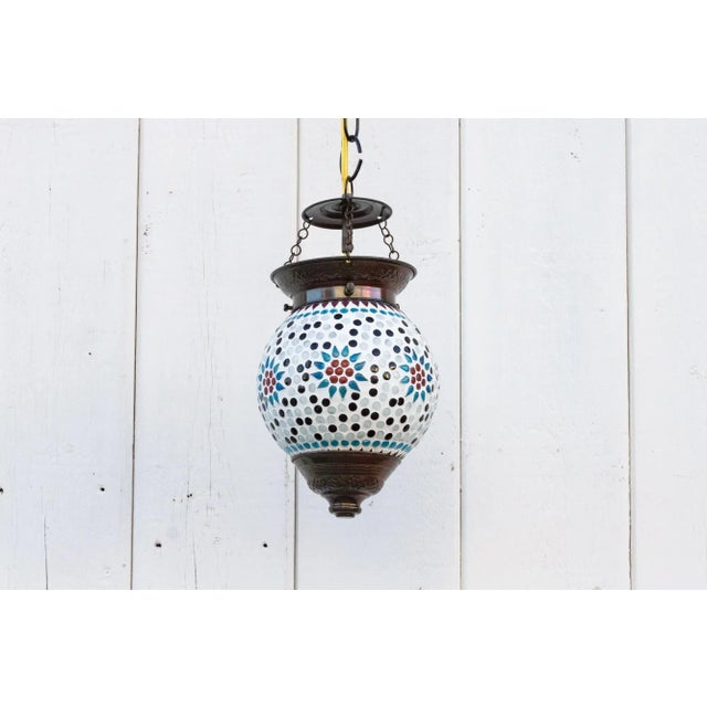 Indian Small Geometric Floral Hanging Lantern For Sale - Image 3 of 9