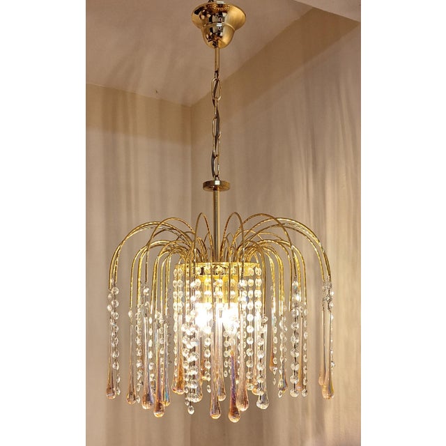 Metal Vintage Ceiling Lamp with Gold-Plated Metal Rods, 1970s For Sale - Image 7 of 7
