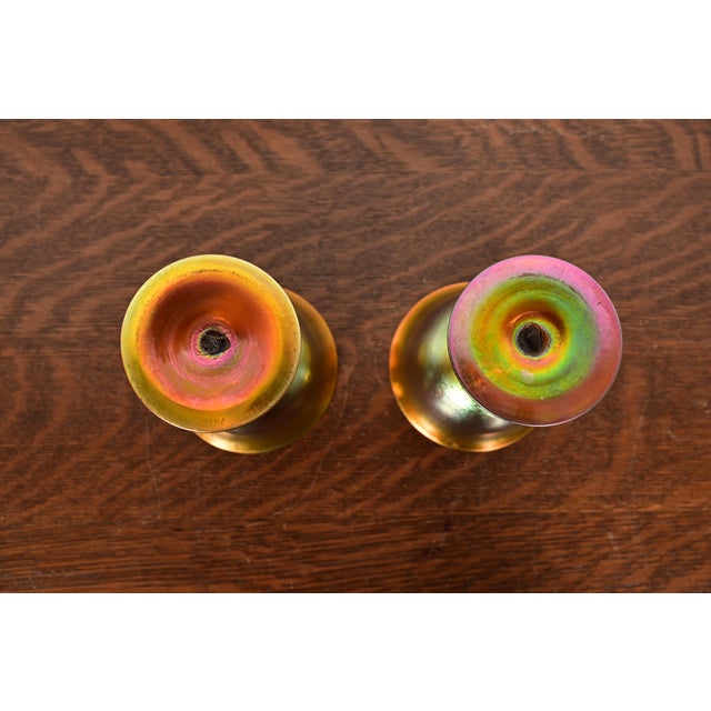 Gold Steuben Aurene Iridescent Art Glass Goblets, Pair For Sale - Image 8 of 11