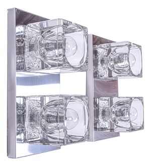 Frosted Ice Glass Cube Wall and Ceiling Lights from Peill & Putzler, 1970, Set of 2