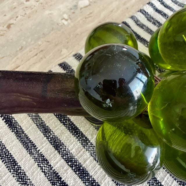 Wood Large 13.5” Mid Century Vintage Avocado Green Lucite Grape Cluster on Driftwood For Sale - Image 7 of 7