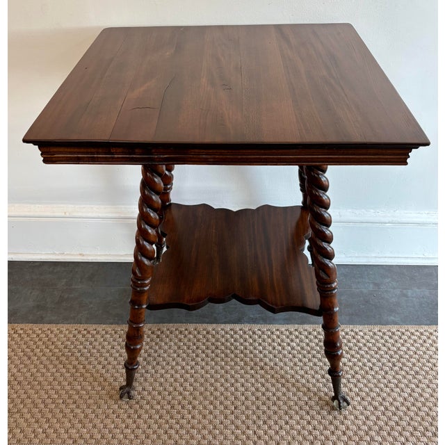 Antique Barley Twist Side Table With Brass and Glass Ball Feet For Sale - Image 11 of 11