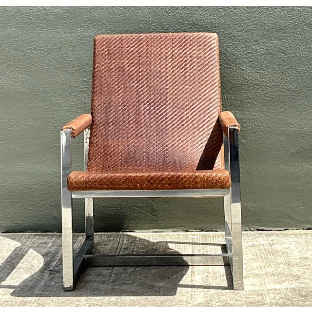 Ralph Lauren Vintage Ralph Lauren Woven Leather Loft Lounge Chair For Sale - Image 4 of 12