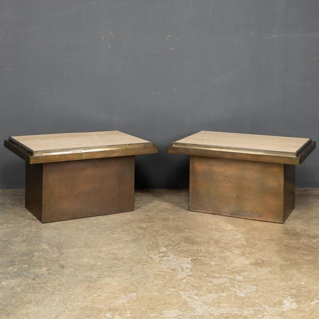 1970s Bronze and Marble Side Tables from Belgo Chrom / Dewulf Selection, 1970s, Set of 2 For Sale - Image 5 of 18