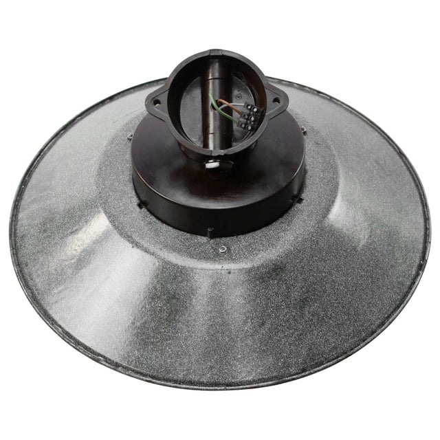 Mid-Century Modern Vintage Industrial Grey Enamel Bakelite and Clear Glass Wall Sconce For Sale - Image 3 of 5