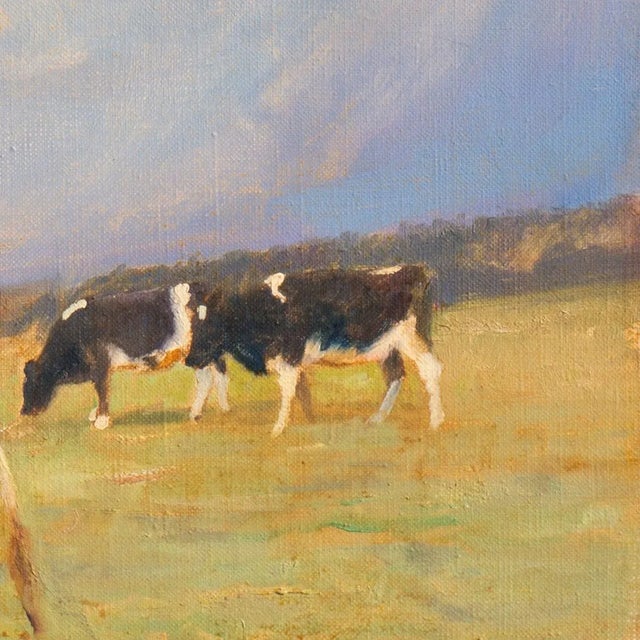 French Country 'Cattle Grazing in a Pasture' by Gunnar Bundgaard, Impressionist Landscape, 1957 For Sale - Image 3 of 9