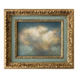 Contemporary Cloud Oil Painting in Vintage Painted Frame For Sale