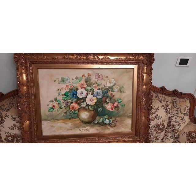 Alfonse Renè, Flowers, 1980, Oil on Canvas For Sale - Image 7 of 18