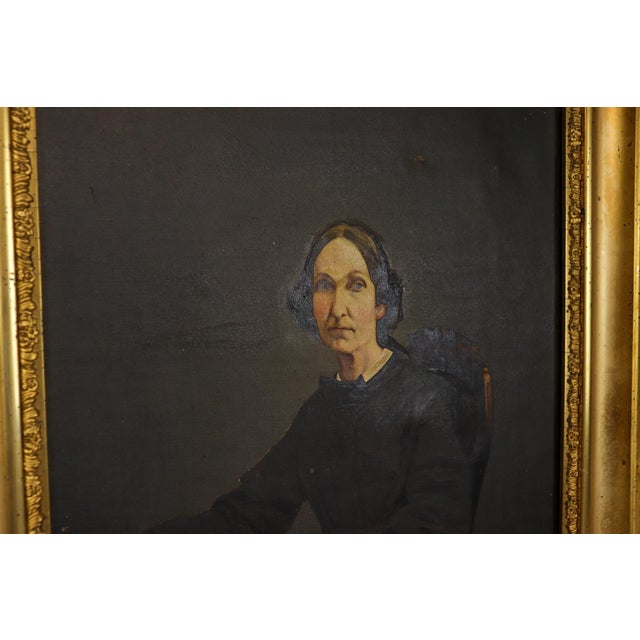 Black 19th Century Victorian Oil Portrait Pendant Pair in Gilt Frames For Sale - Image 8 of 16