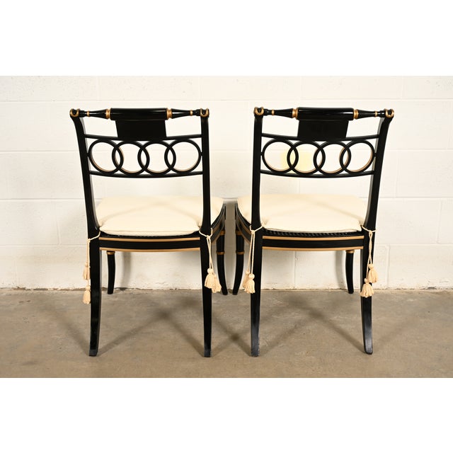 Baker Furniture Historic Charleston Regency Ebonized and Gold Gilt Dining Chairs, Set of Four For Sale - Image 13 of 15