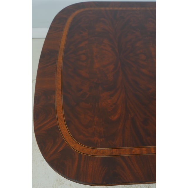 Wood Henredon Mahogany Double Pedestal Inlaid Dining Table For Sale - Image 7 of 18