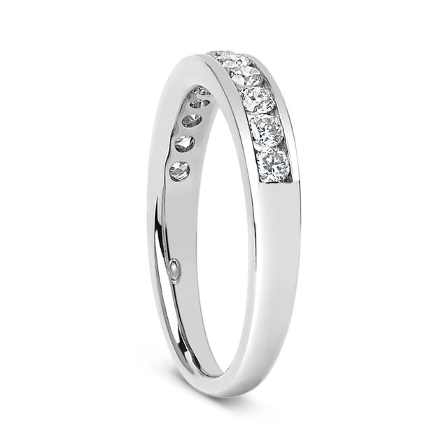 14K White Gold 1/2 Cttw Round Diamond 11-Stone Channel Set Band - Size 6 For Sale - Image 4 of 7