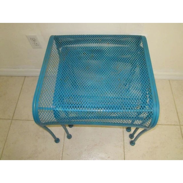 Nesting Patio Garden Metal Wire Side Tables Blue 1980s Salterini Style Set of 3 For Sale - Image 9 of 9