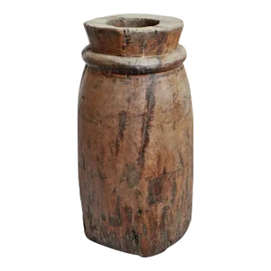 Antique India Wood Butter Pot