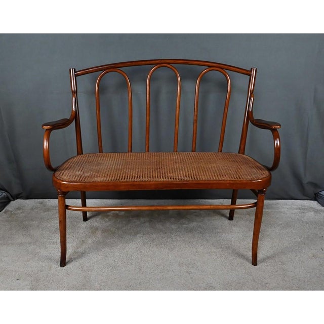 Bent Beechwood Bench from J&J Kohn, Early 20th Century For Sale - Image 3 of 18