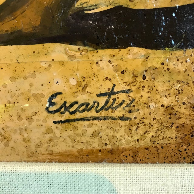 1970s Framed “Escartus” Oil on Canvas Painting For Sale - Image 11 of 13